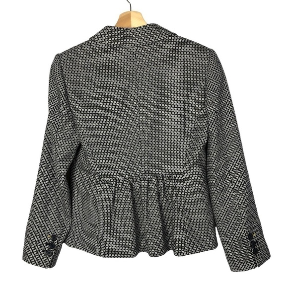 Boden Petite Navy Blue & White Square Printed Two Button Close Blazer Jacket 6P - Picture 2 of 4